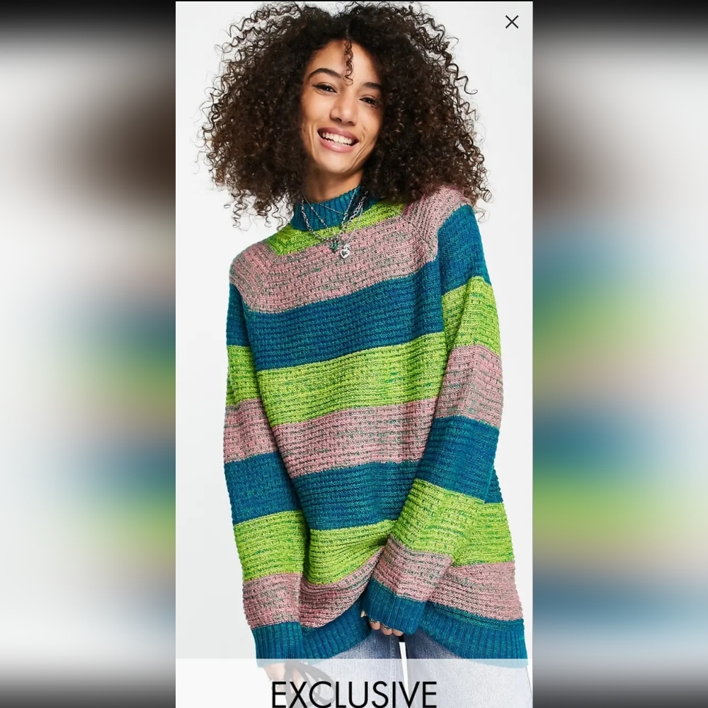 Reclaimed Vintage Inspired Unisex Slouchy Sweater in stripe